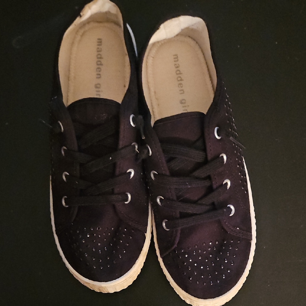 Madden Girl Black and White Studded Sneakers